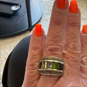 Multi-Stone Green and Purple Statement Ring - Women Jewelry